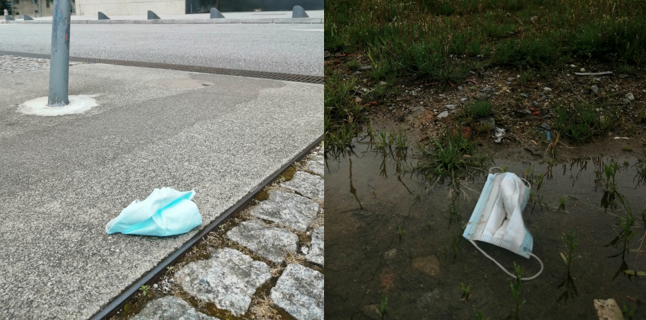 Máscaras usadas no chão encontradas em várias freguesias de Braga