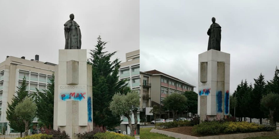 Estátua do Cónego Melo em Braga foi novamente vandalizada