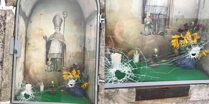 Nicho de São Brás vandalizado em Braga