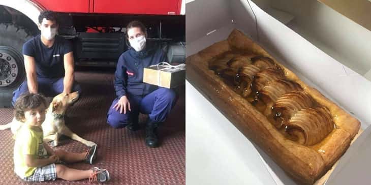 Pequeno Guilherme ofereceu sobremesa aos Bombeiros de Braga