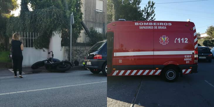 Acidente entre carro e mota faz um ferido em Braga