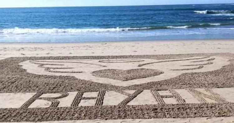Pequeno Rayan homenageado na Praia das Caxinas