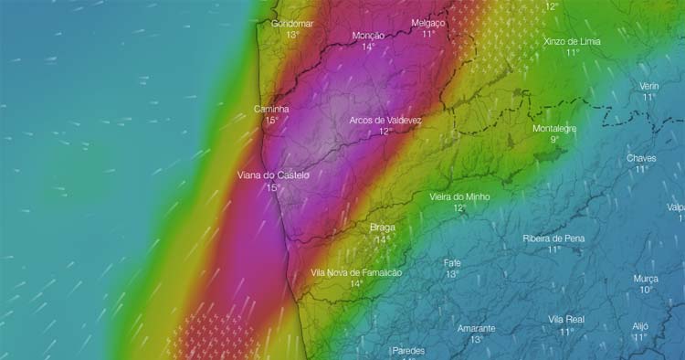 Vem aí chuva intensa na passagem de ano. Braga em alerta laranja.
