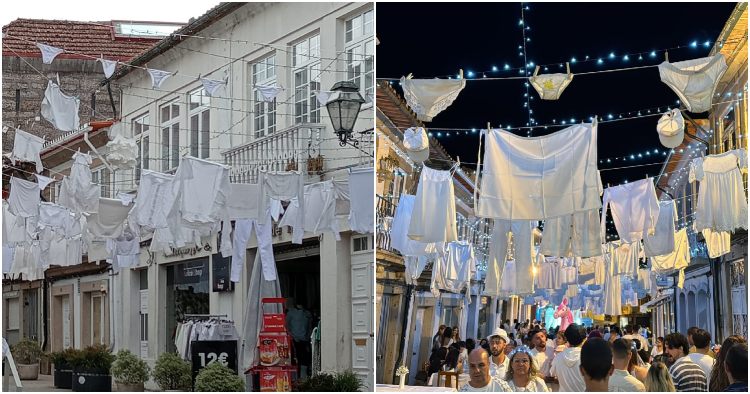 Imagens da Noite Branca de Penafiel viralizam com decoração de roupa interior