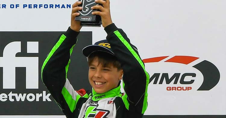 Miguel Martins em segundo lugar em Zuera no Campeonato de Espanha de Karting